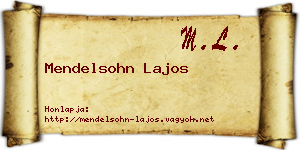 Mendelsohn Lajos névjegykártya